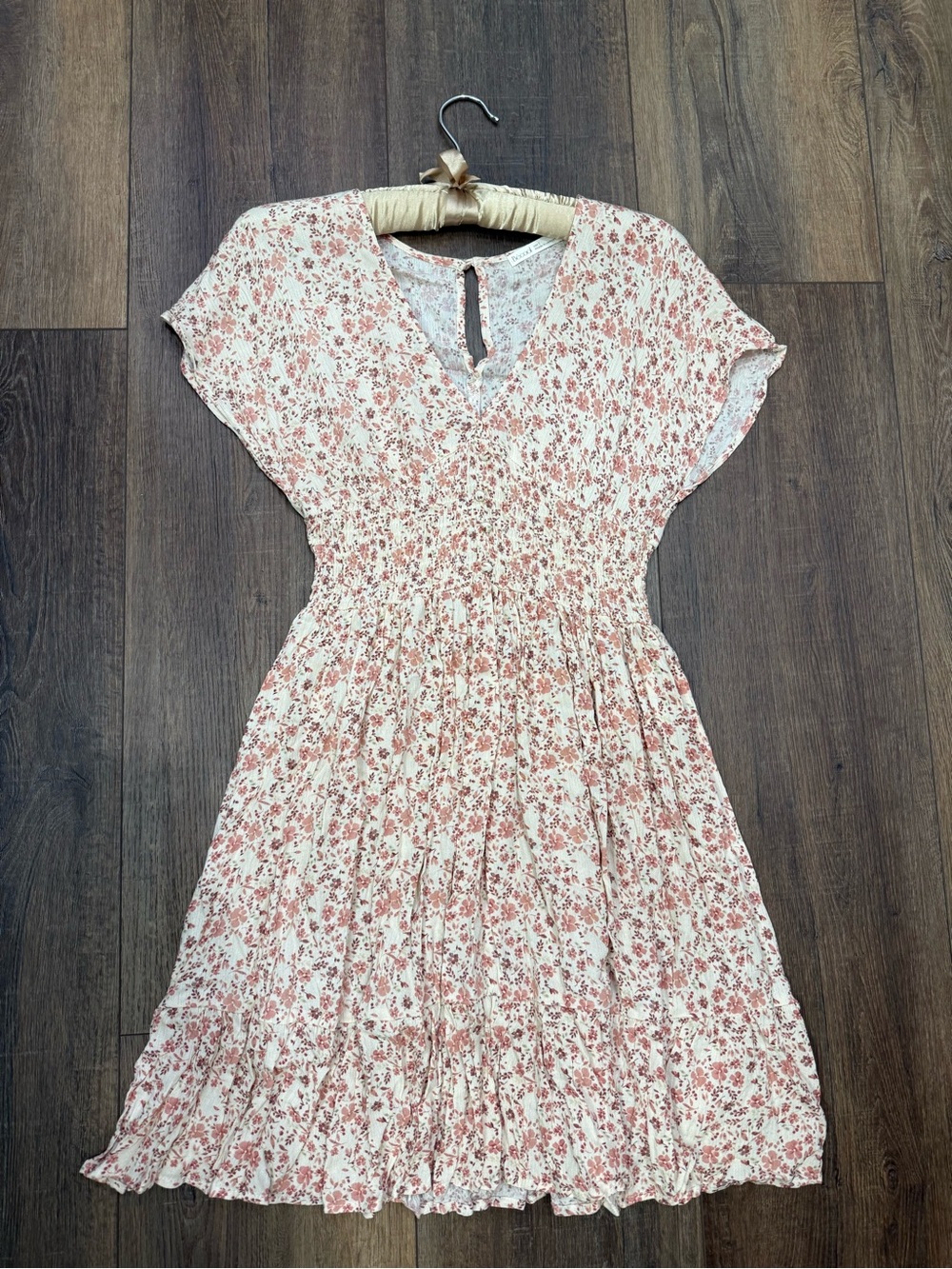Be cool floral lightweight smocked summer dress buttons small